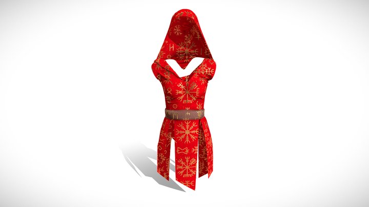 Fantasy Runic Mage Ceremonial  Witch Suit Hoodie 3D Model