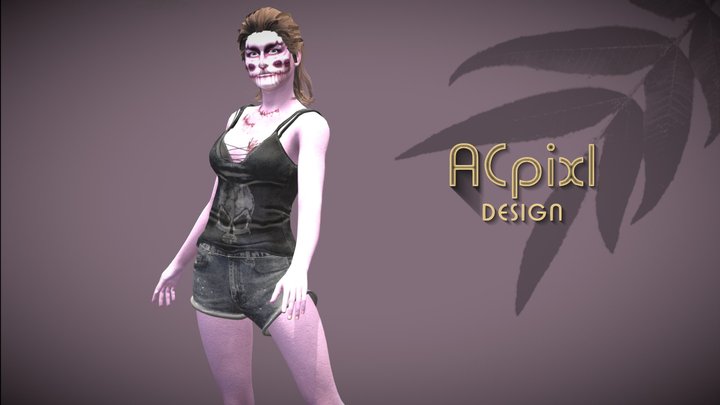 Zombie Girl Blood 3D Model