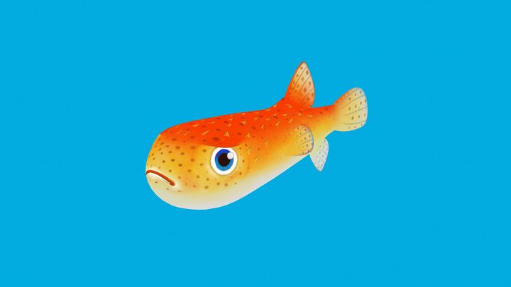 Pencil drawing style fish 3D Model