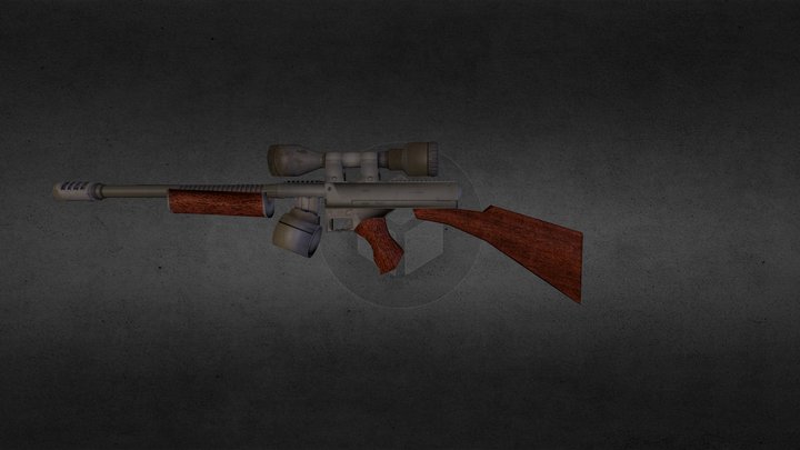 low poly gun 3D Model