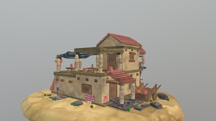 stylized OLD GREEK POTTERY HOUSE 3D Model