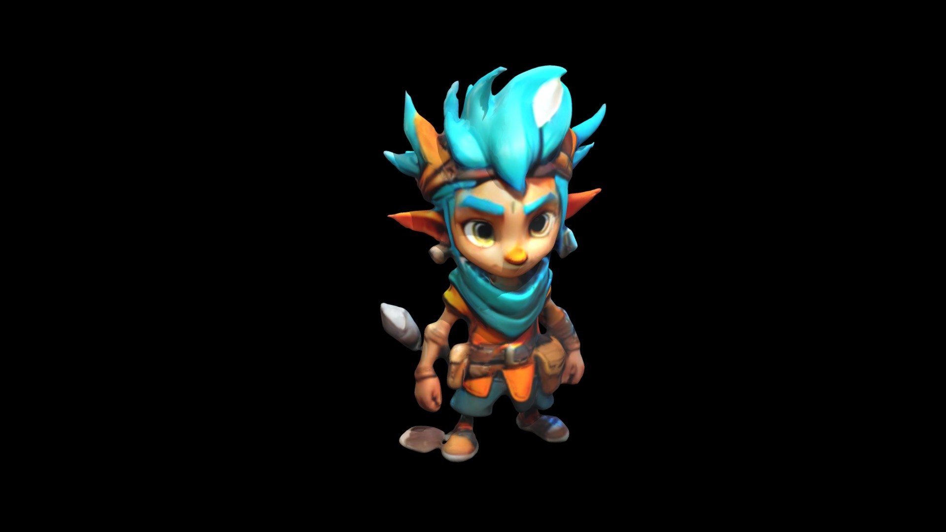 a cartoon character with blue hair and a scar - Download Free 3D model ...