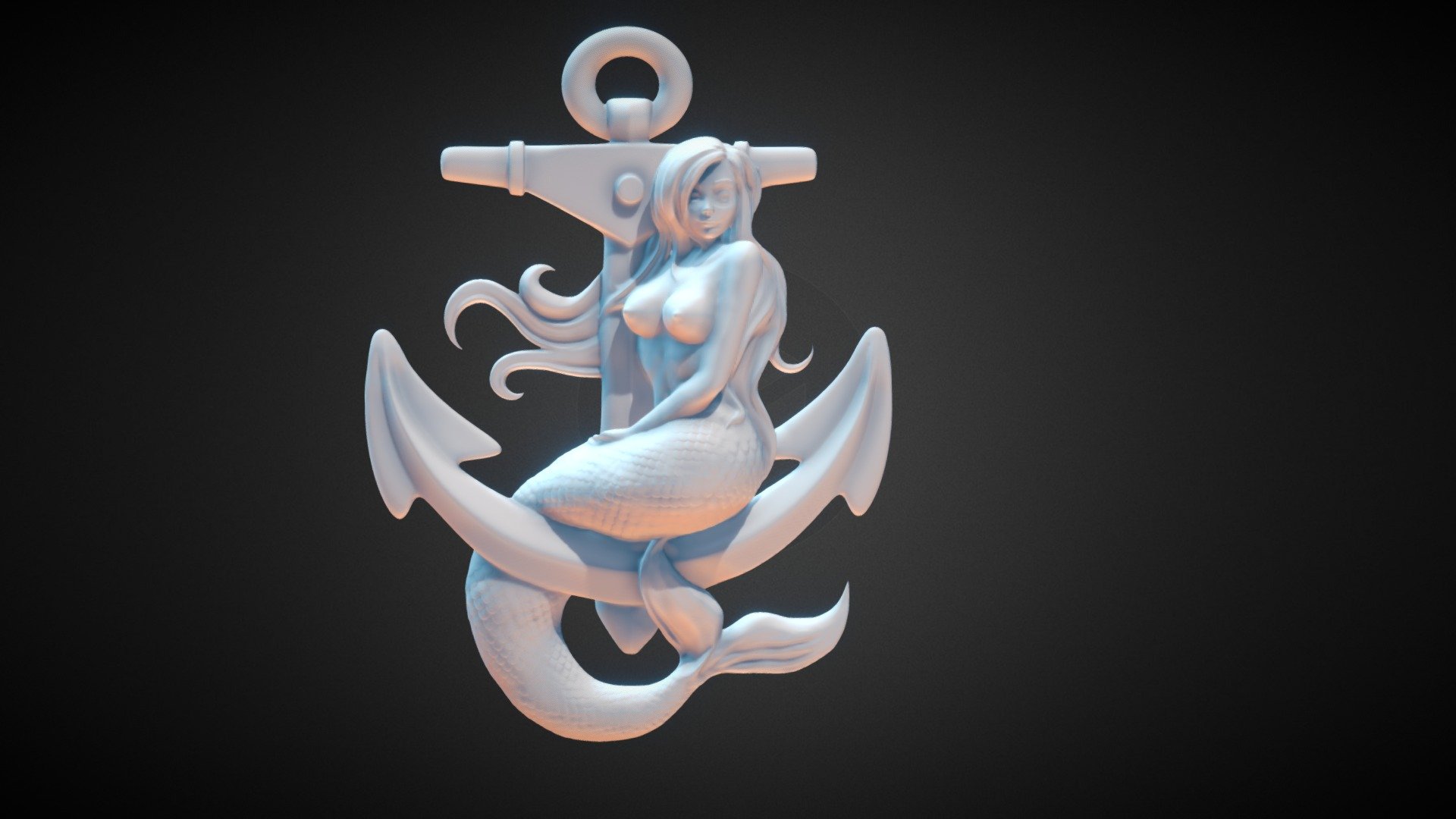 mermaid-on-anchor-for-3d-printing-buy-royalty-free-3d-model-by