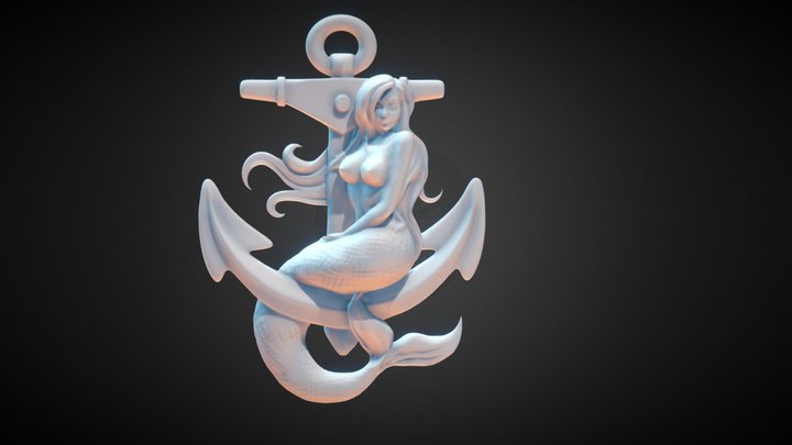 Mermaid on anchor - for 3D printing 3D Model