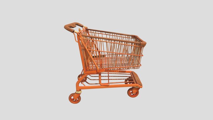 Orange Shopping Cart 3d Model 3D Model