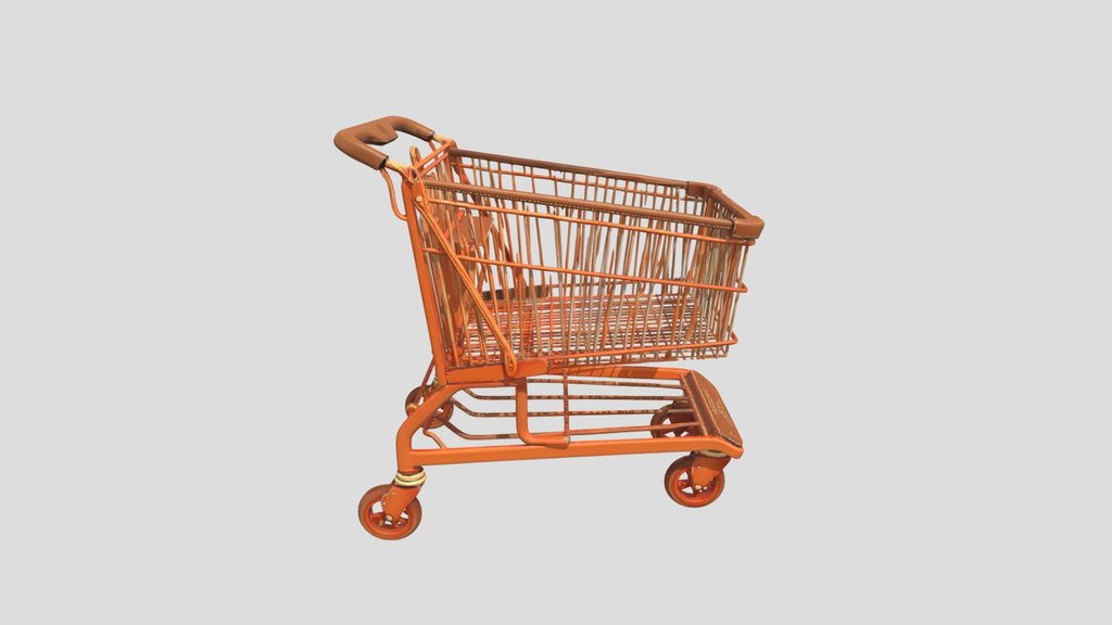 Orange Shopping Cart 3d Model