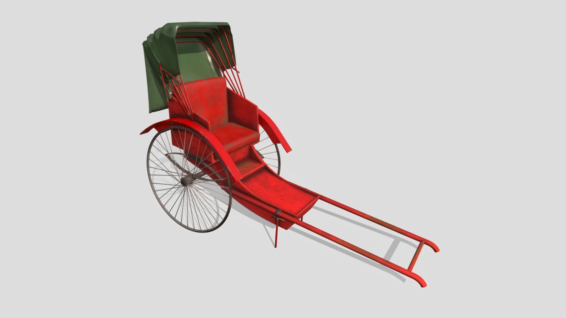 3D model Hong Kong Rickshaw Version 2 - This is a 3D model of the Hong Kong Rickshaw Version 2. The 3D model is about a red and green bicycle.