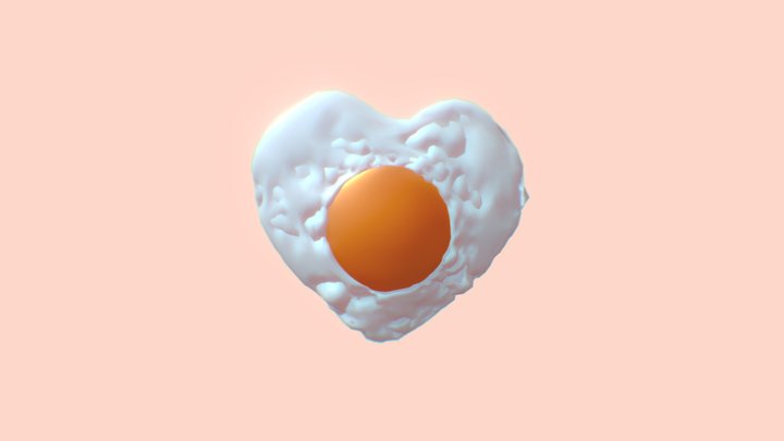 heart shaped scrambled eggs 3D Model