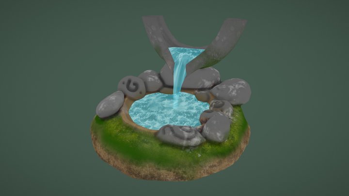 Stylized Forest Fountain 3D Model