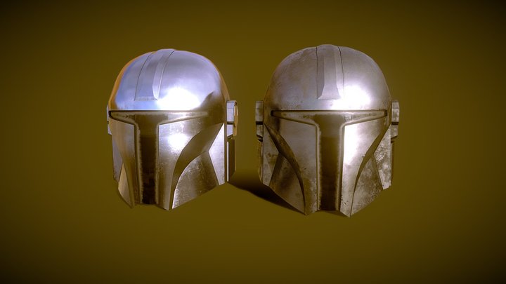Mandolorian helmet - Clean and dirty 3D Model