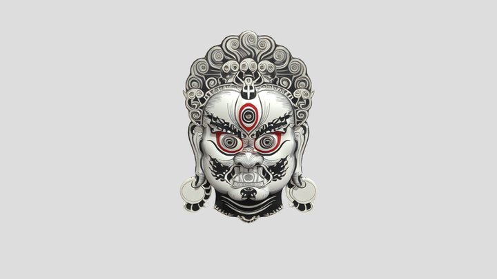 intricate deity mask with patterns 3D Model