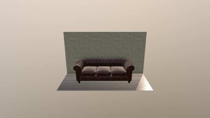 Old-leather-sofa-model 3D Model