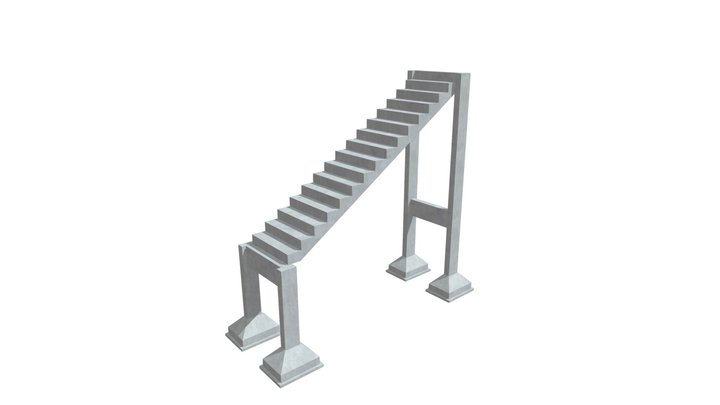 Modelo escada um lance armada longitudinalmente 3D Model