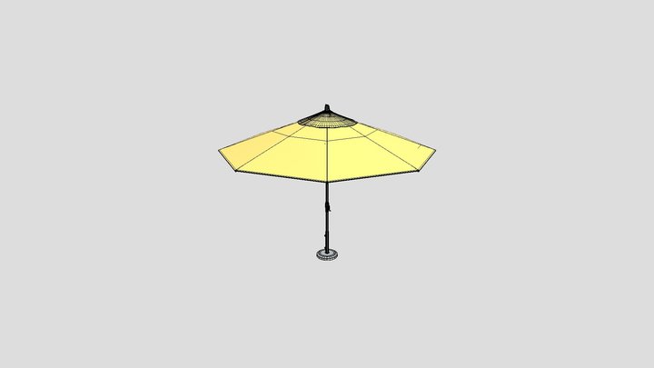 Round Outdoor Umbrella, White Lemon 3D Model