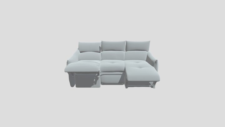 Beige Fabric Reclining Sofa 3D Model