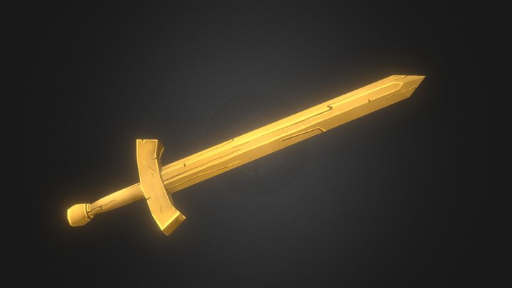 Stylized Wooden Medieval Sword 3D Model
