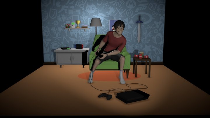Sketchfab 3D Editor Challenge: Gaming Guy Room 3D Model