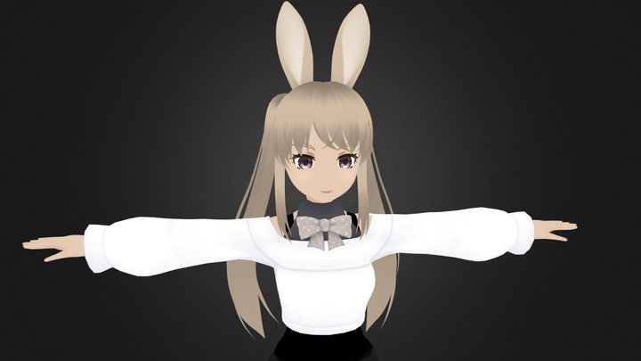 3D Anime Character girl for Blender 17 3D Model
