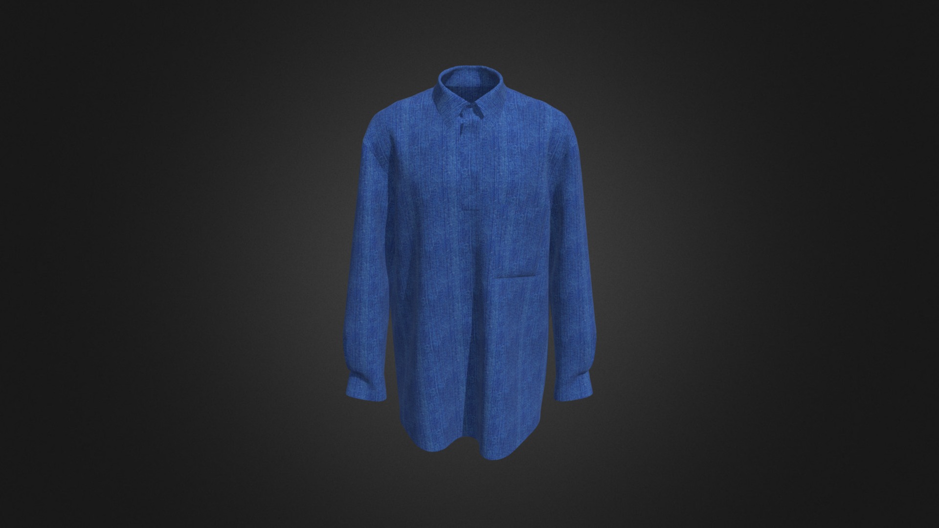 3D model Mens Casual Shirts - This is a 3D model of the Mens Casual Shirts. The 3D model is about a blue shirt on a black background.