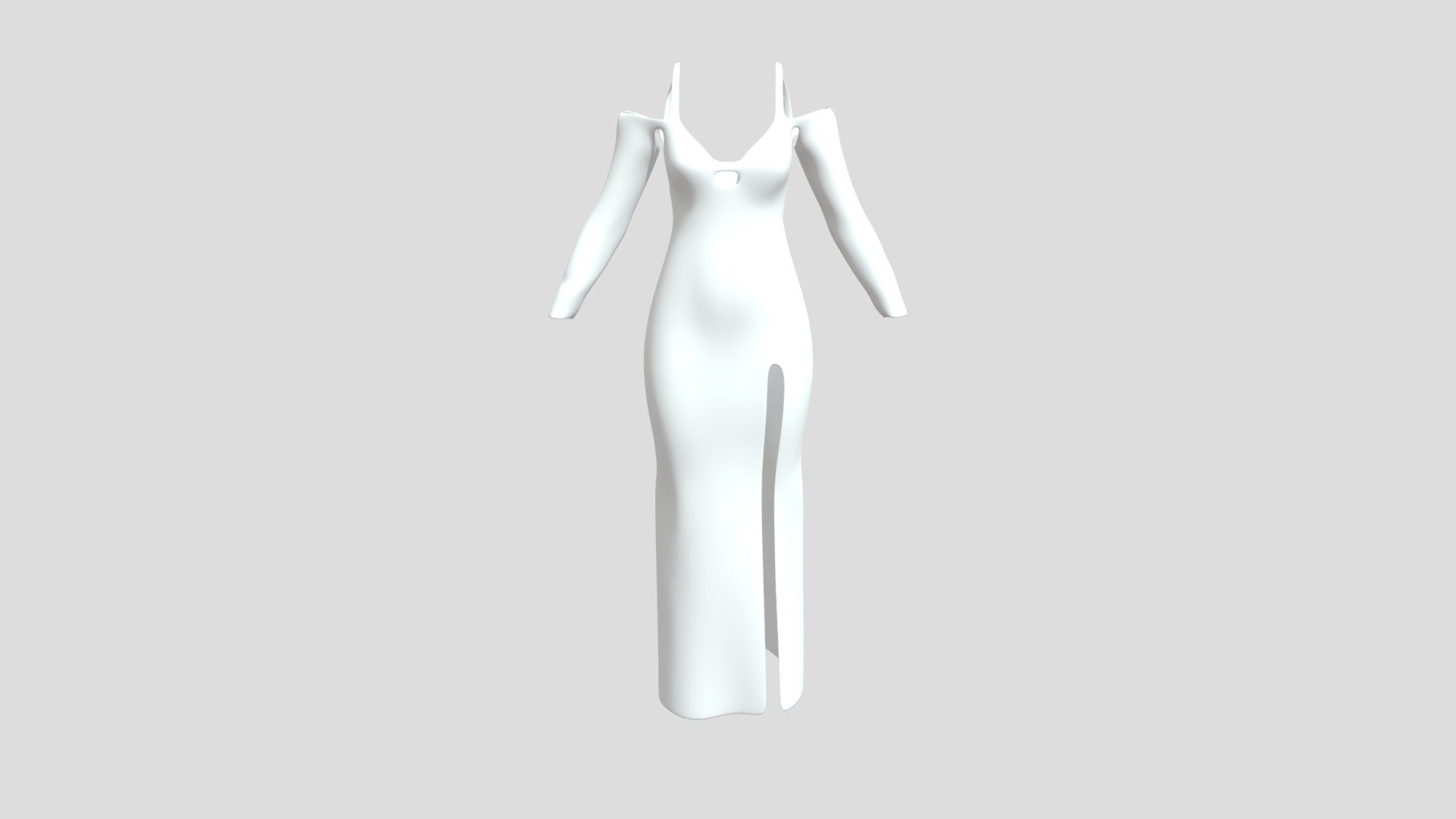 Long dress with long sleeves - Download Free 3D model by ...