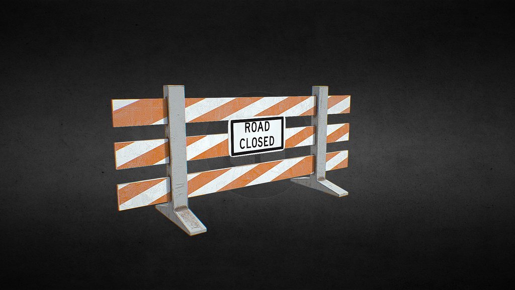 Road Closed Barrier | Game ready | free 3d model