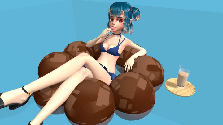 Natumi in the pool 3D Model