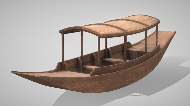 Traditional Thai wooden boat 3D Model