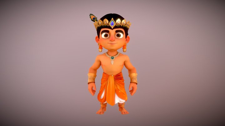 Young Prince with Peacock Feather 3D Model