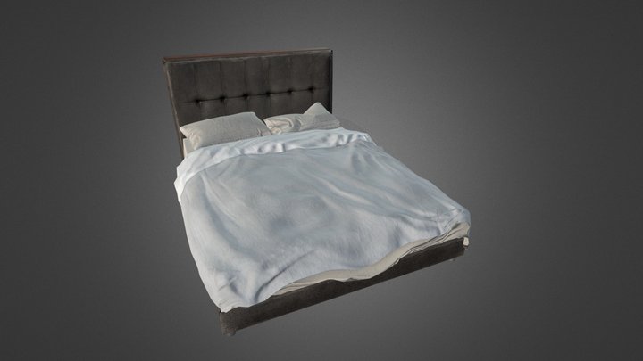 Modern Queen Sized Bed (PBR Version) 3D Model
