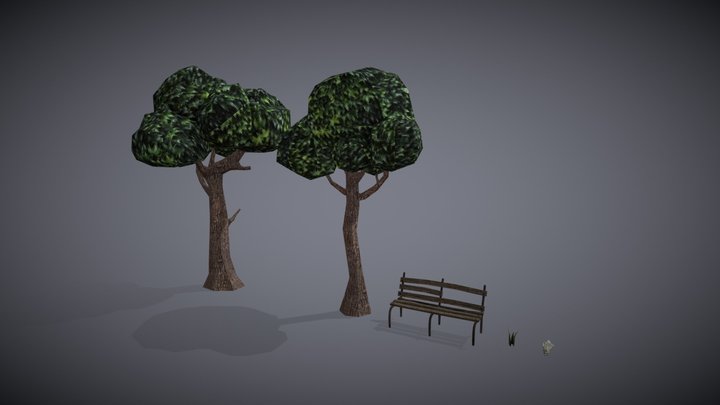 PS1 Style Forest Asset Pack 3D Model