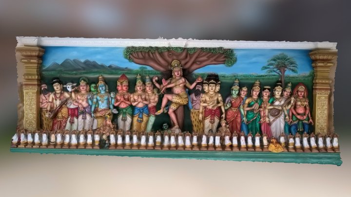 Hindu deities on the wall of Temple 3D Model