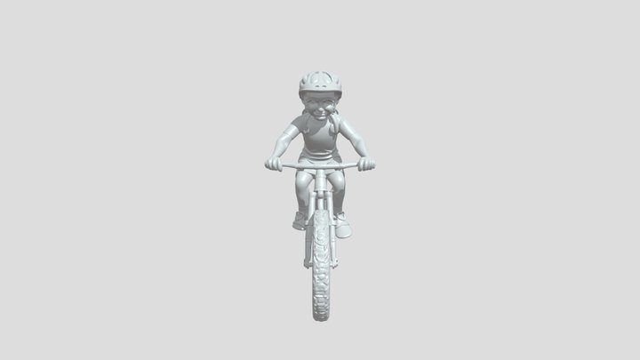 Young child riding bicycle outdoors 3D Model