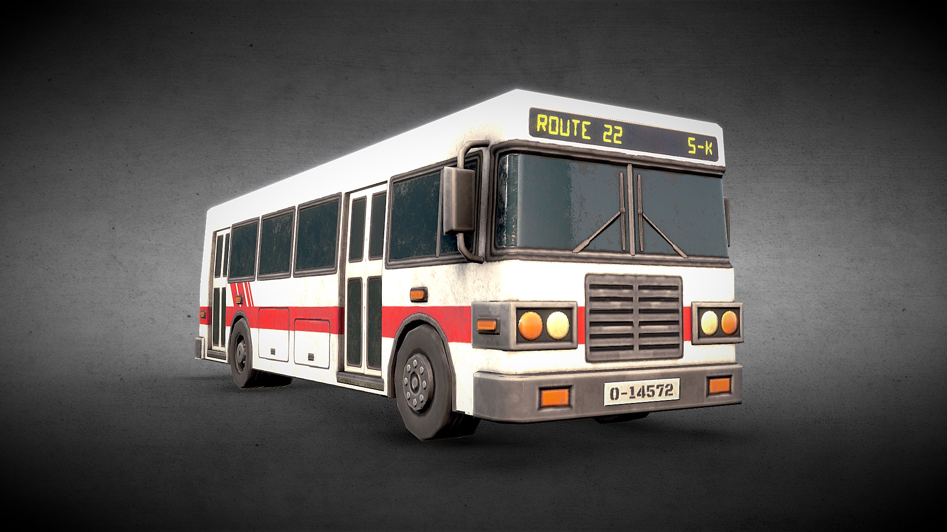 3D model Stylized City Bus - This is a 3D model of the Stylized City Bus. The 3D model is about a white bus with red stripes.