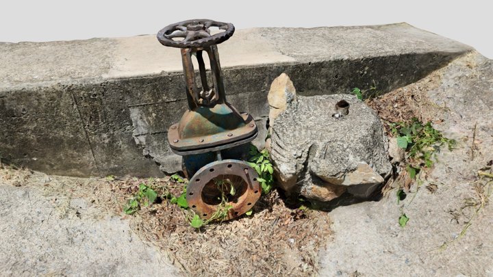 industrial valve with a wheel handle 3D Model