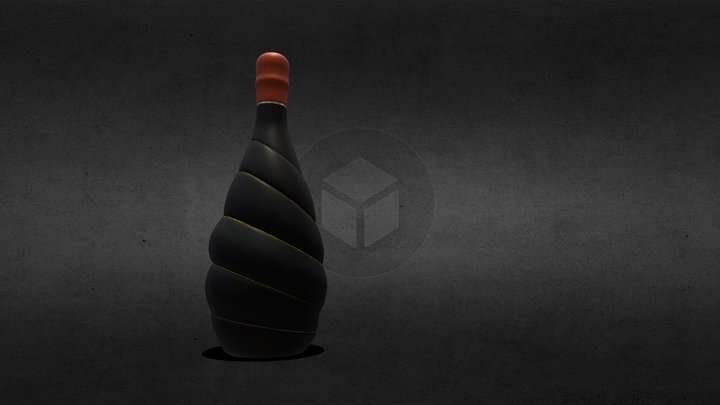 Wine bottle black with gilding 3D Model