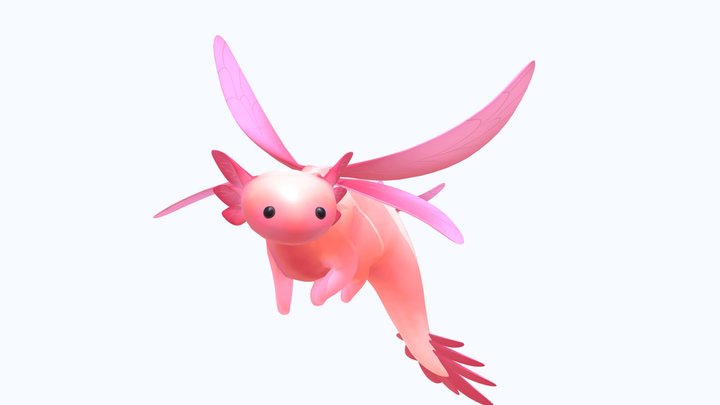 Axolotl Fae Dragon 3D Model