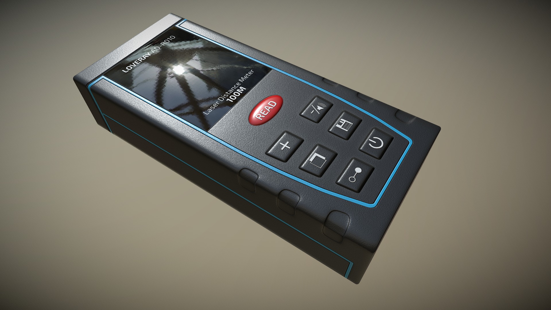 3D model Laser Distance Meter - This is a 3D model of the Laser Distance Meter. The 3D model is about a cell phone on a table.
