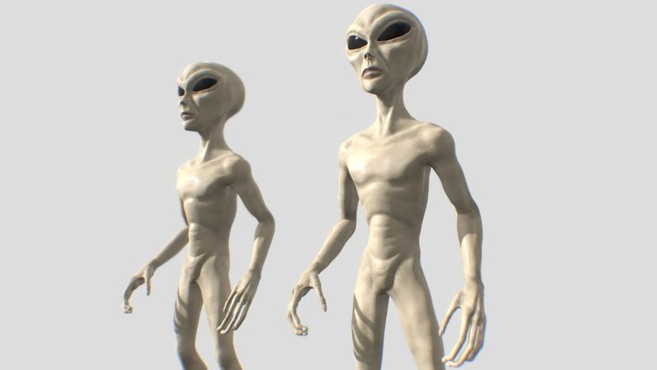 Grey Alien Enemy Animated 3D Model