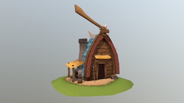 Viking Blacksmith Hut 3D Model