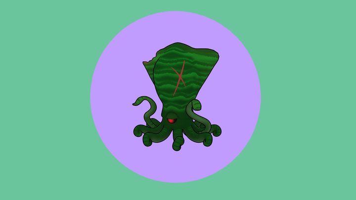 Cartoony Zombie Kraken 3D Model