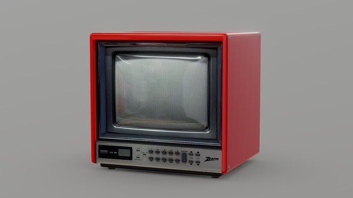 Vintage Red Television Set 3D Model