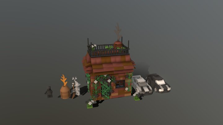 Monochrome Cottagecore Hut (WIP) 3D Model