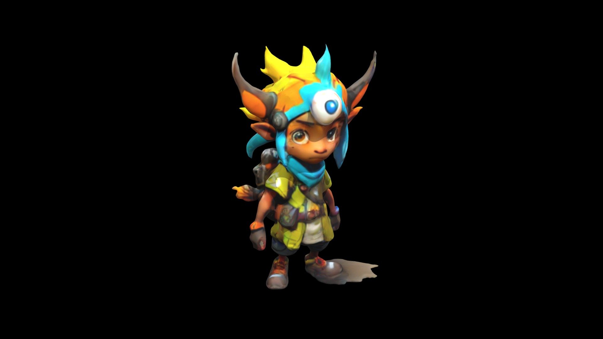 a cartoon character with horns and an eye on - Download Free 3D model ...
