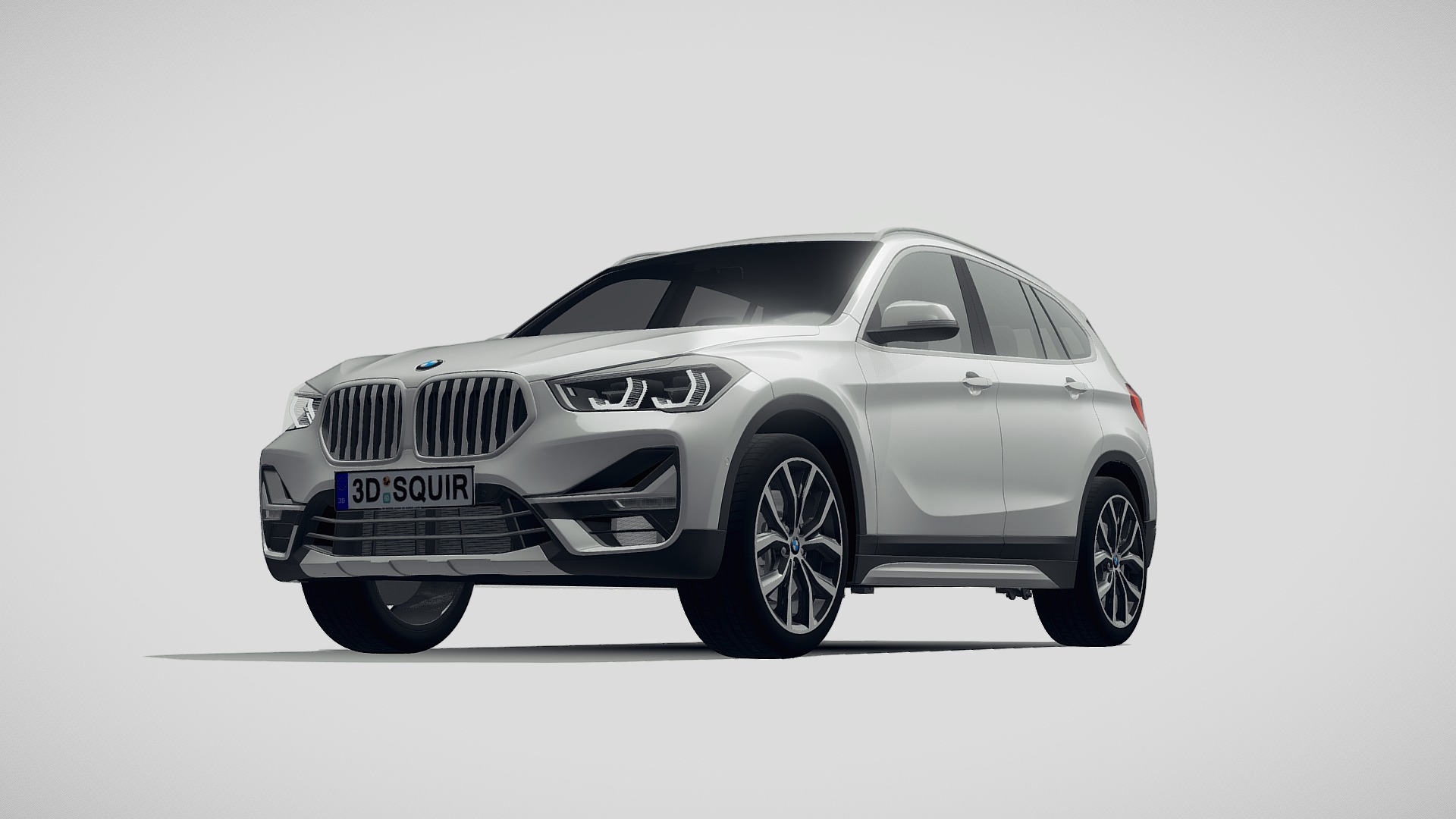 3D model BMW X1 2020 - This is a 3D model of the BMW X1 2020. The 3D model is about a silver car with a black background.