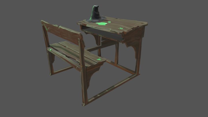 Stylized school desk 3D Model