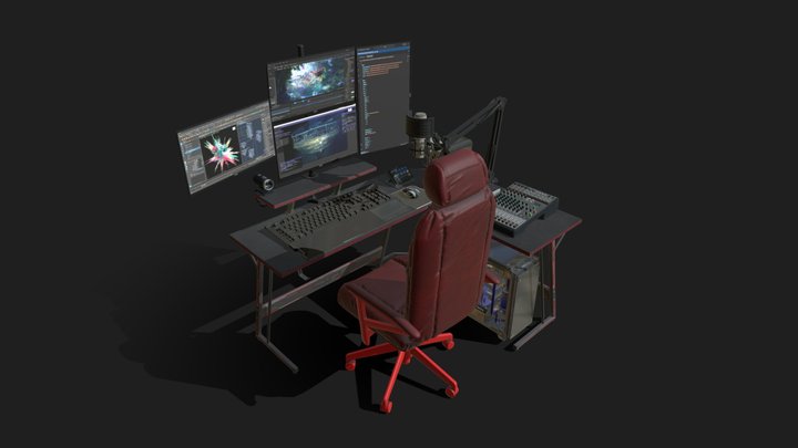 GamerStreamerSetupDesk2 3D Model