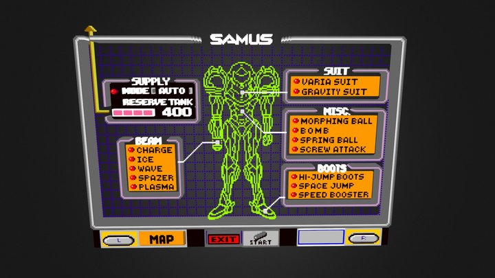 Super Metroid - Samus Status Screen 3D Model