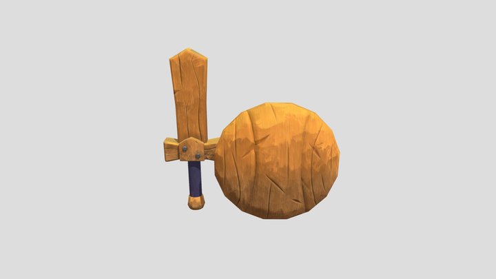 Wooden Sword And Shield 3D Model