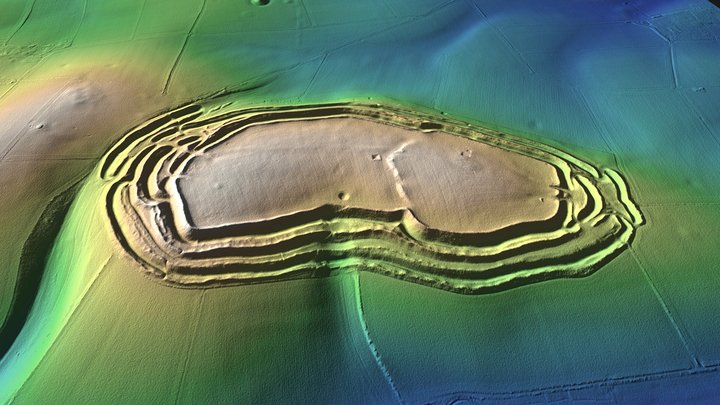 Maiden Castle Iron Age Hillfort LiDAR Model 3D Model