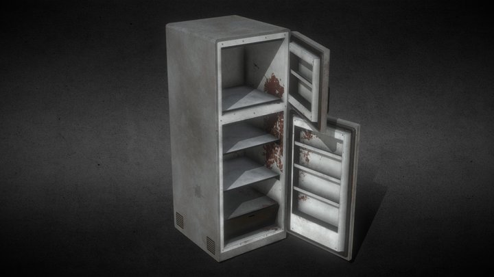 Low Poly Old Rusty Fridge - Game Ready 3D Model